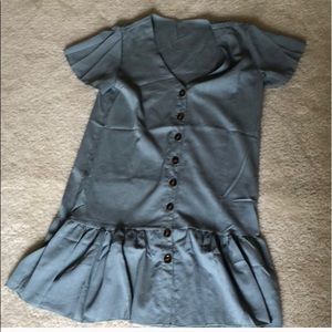 blue button down dress